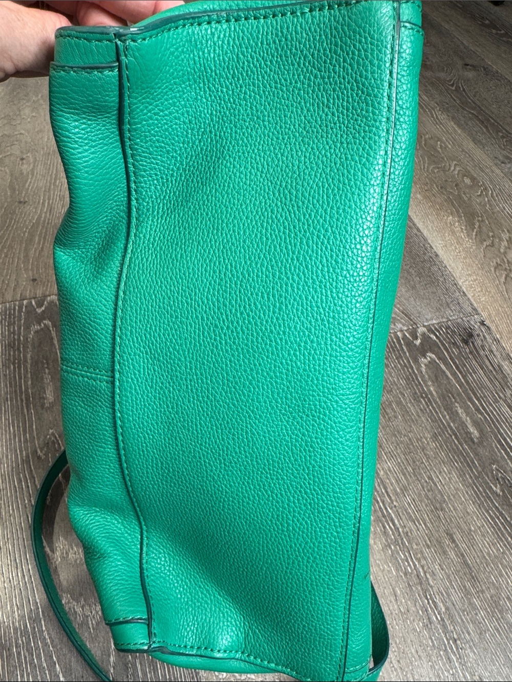 Vince Camuto Kylie Satchel Teal Green Pebbled Leather with Detachable Strap - Picture 9 of 13